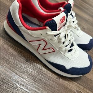 New Balance Men's White, Red, and Navy Sneakers